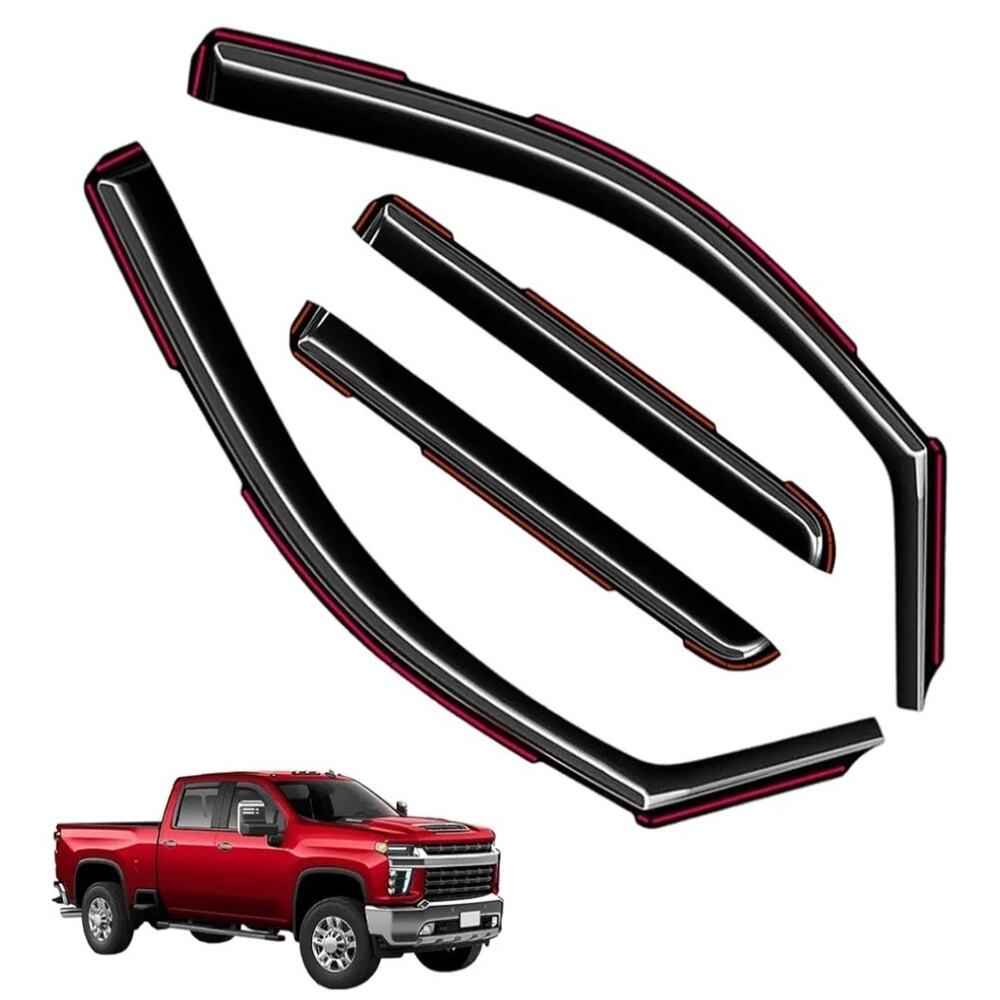 In-Channel Window Visors Rain Guards FIT FIT 2500HD/3500HD 2020-2025 Crew Cab